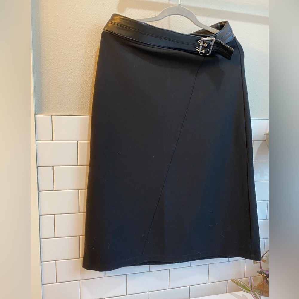 Marc New York Black A-Line Skirt with faux Leather Trim